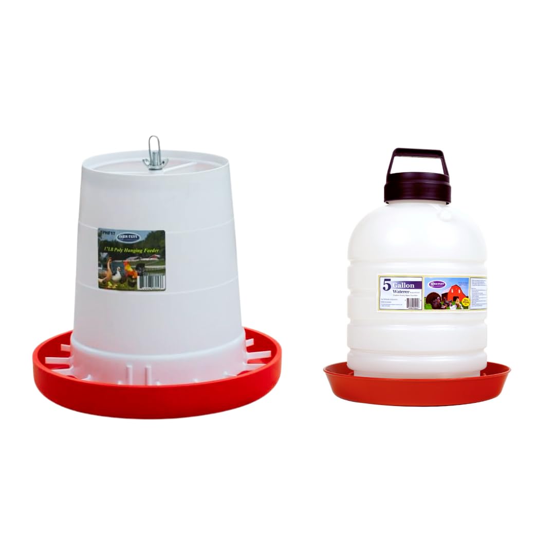 5 Gallon Automatic Poultry Waterer and Feeder Combo Pack W255