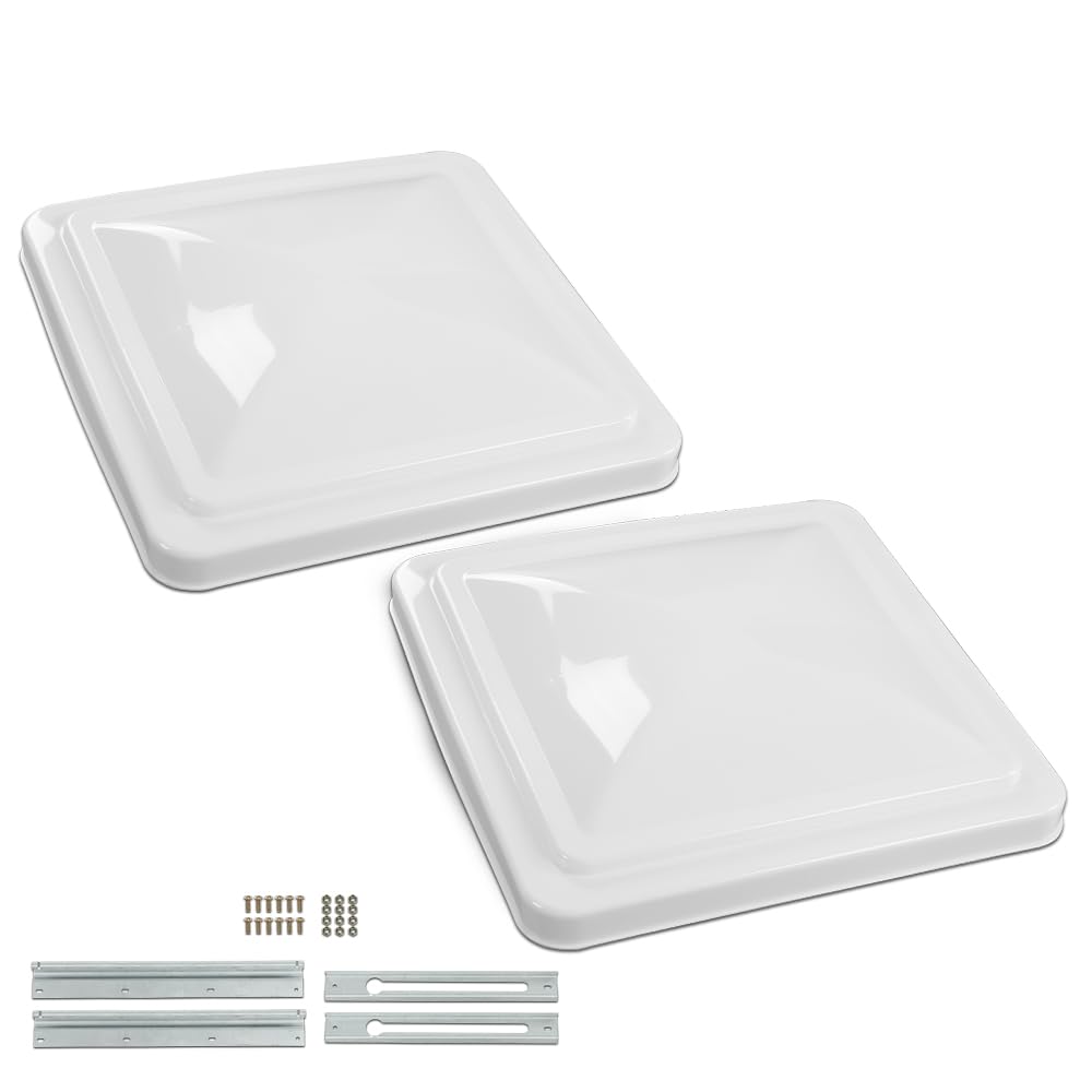 White 14" x 14" RV Roof Vent Cover 2 Pcs L251450