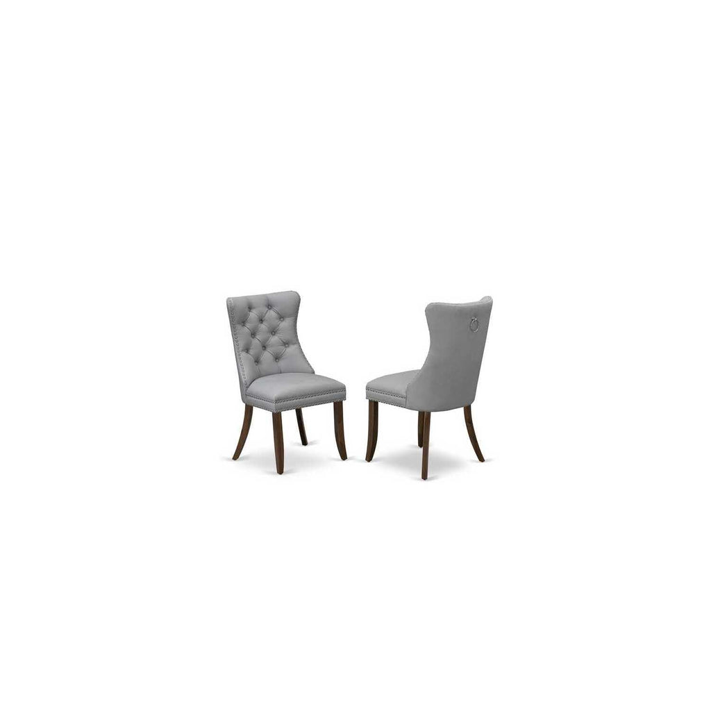 9 Piece Dining Table Set with 8 Light Gray Faux Leather Chairs F5533