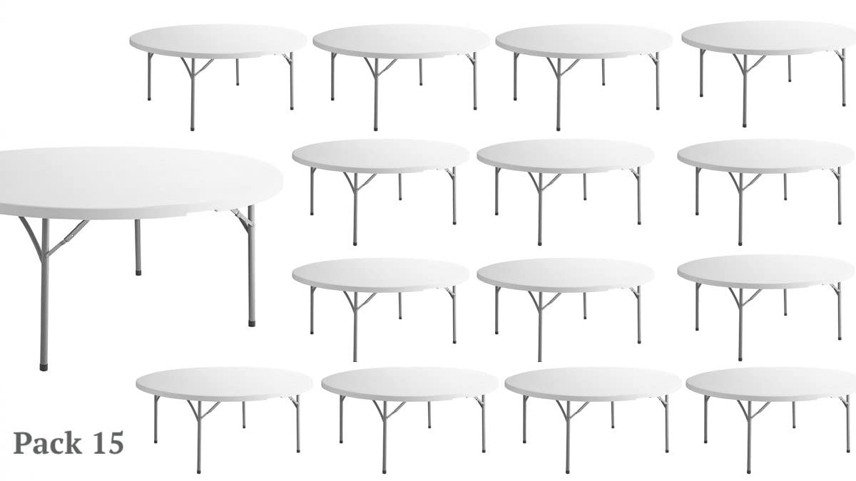 White 72 Inch Round Plastic Folding Table K358819