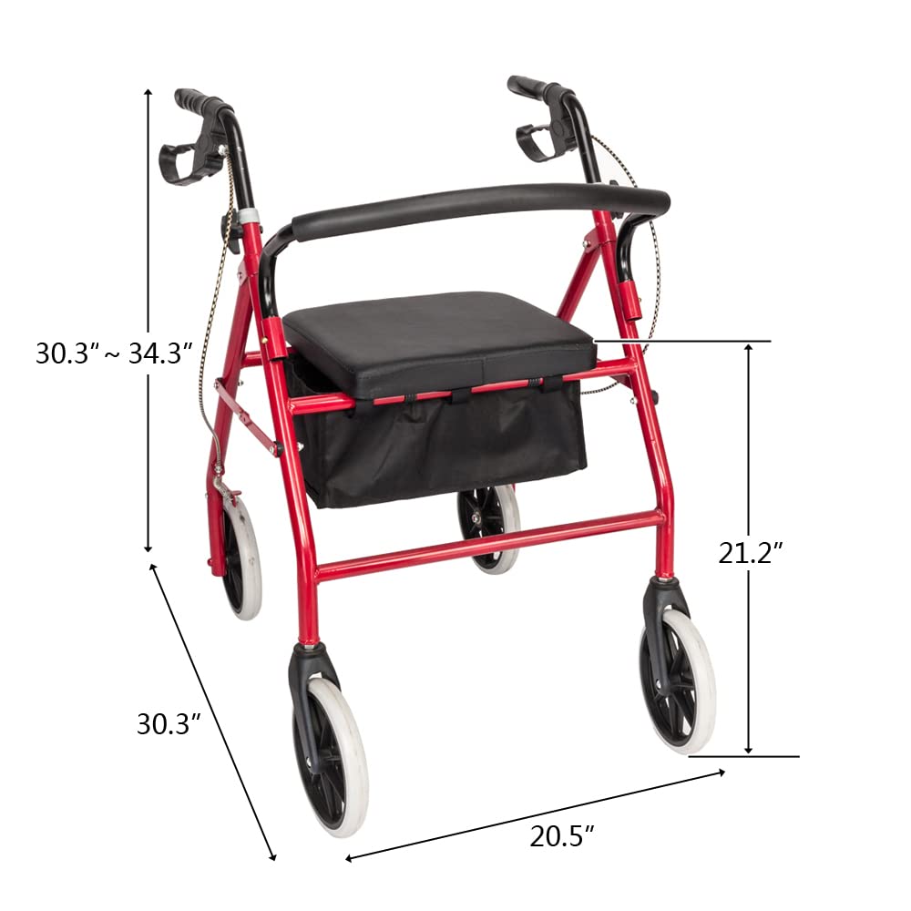 Red Rolling Walker with Seat Y1690