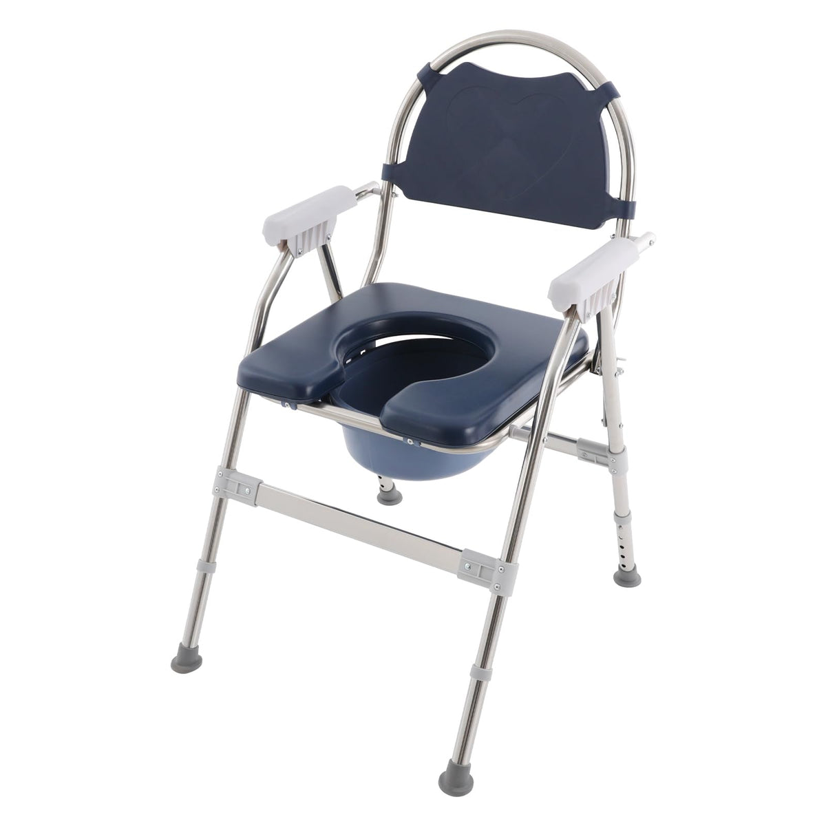 3 in 1 Commode Chair with Arms, Adjustable Height, Padded Seat, Toilet Bucket Q202
