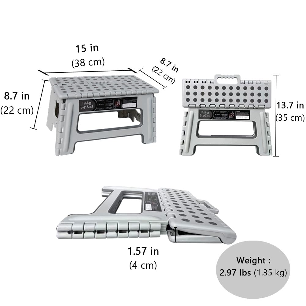 Folding Step Stool 9 Inch Height Gray I699