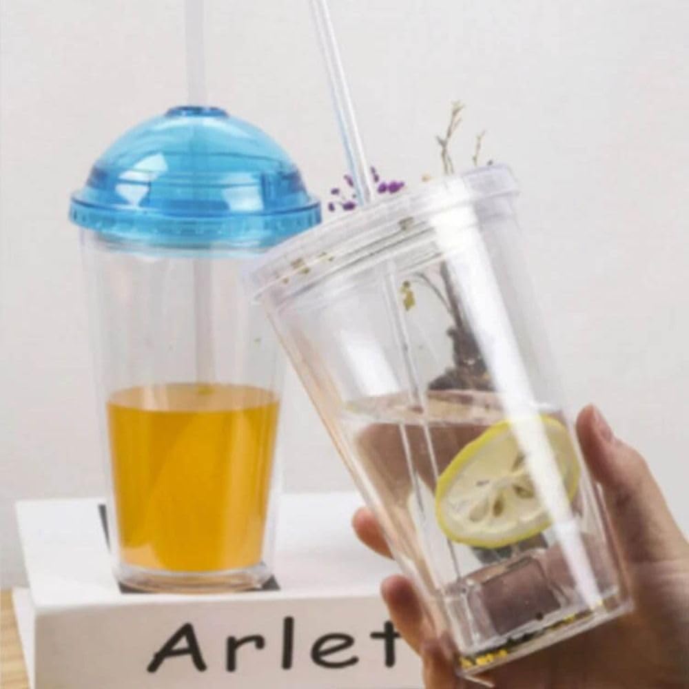 650ml Clear Tumbler with Lid and Straw O213398