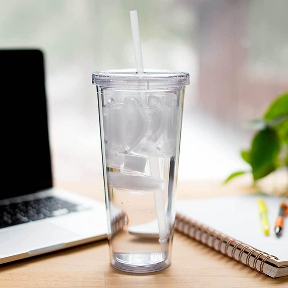650ml Clear Tumbler with Lid and Straw O213398