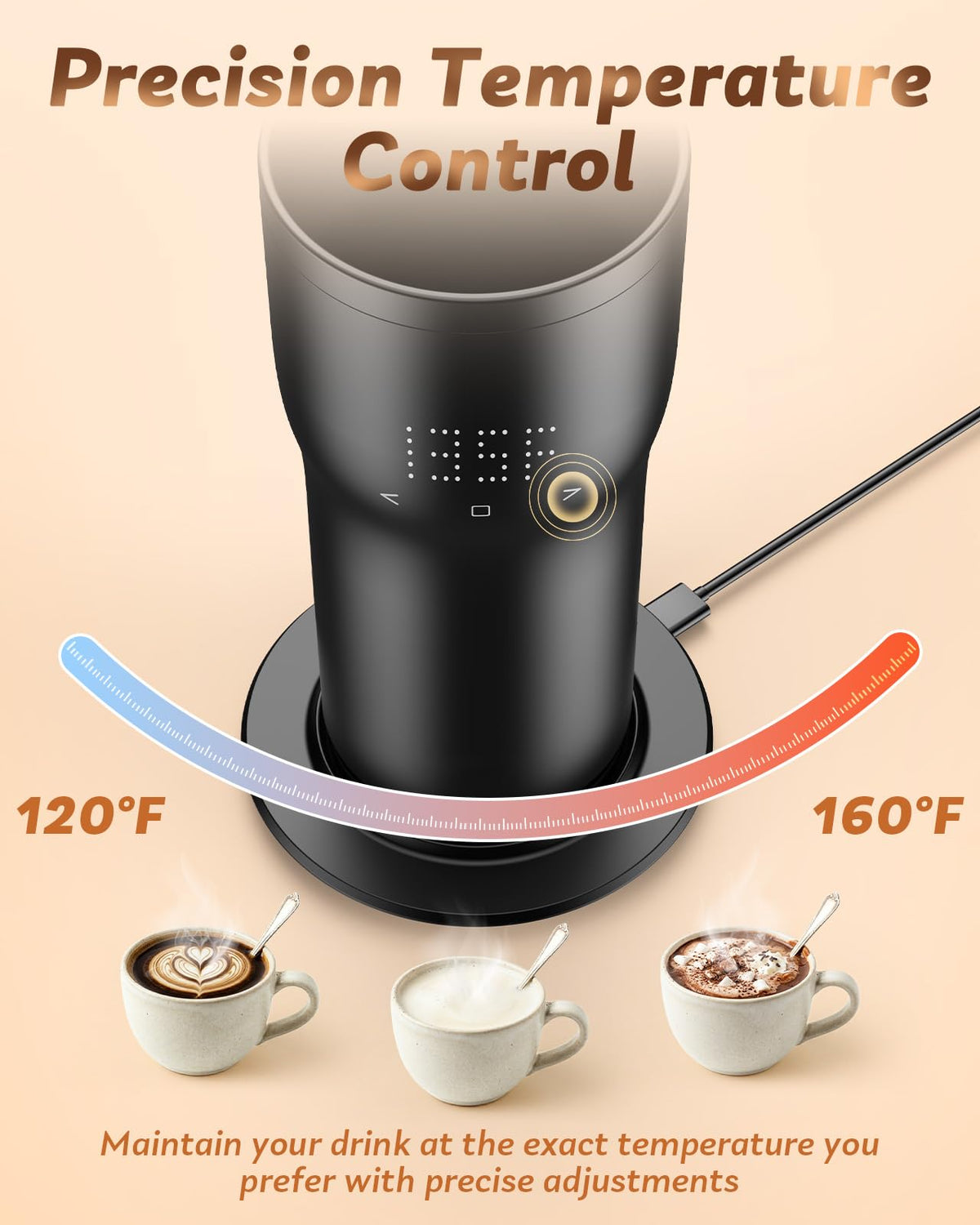 16oz Temperature Control Rechargeable Heated Mug U33988