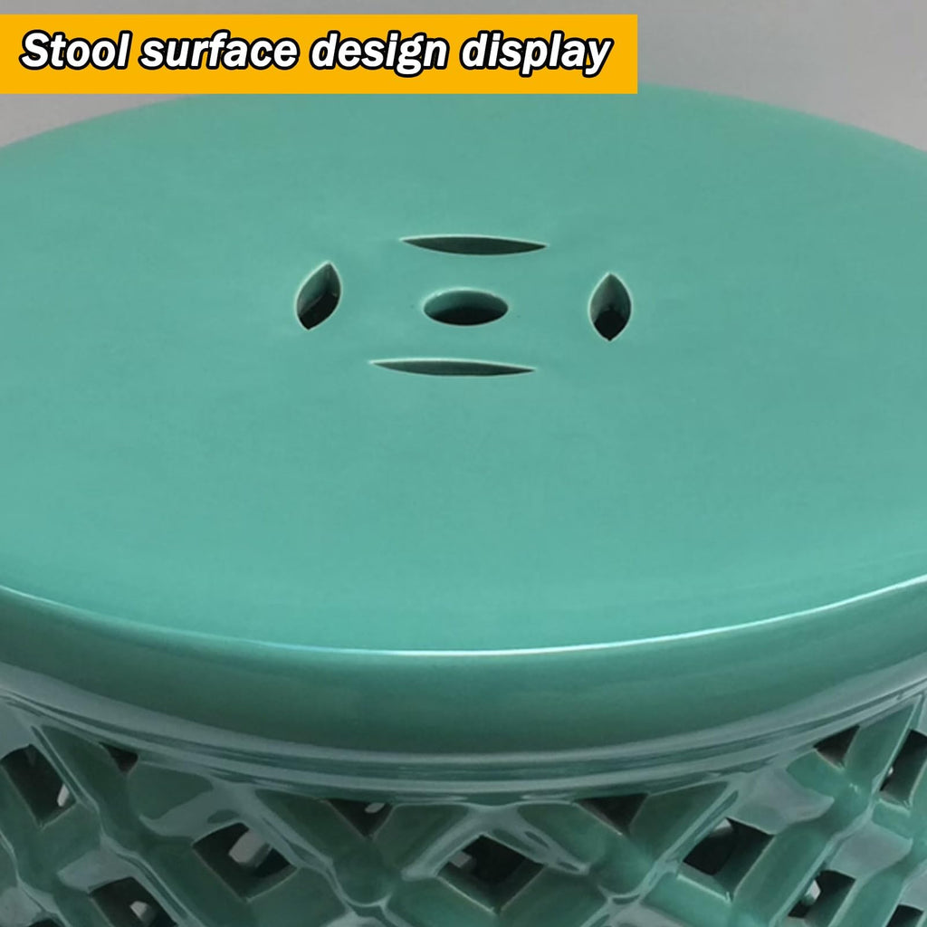 Ceramic Teal Decorative Garden Stool X383