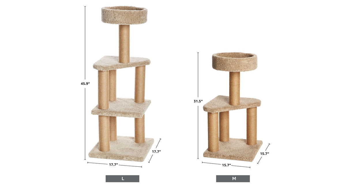 Beige Multi-Level Cat Tree Tower with Scratching Posts D6318