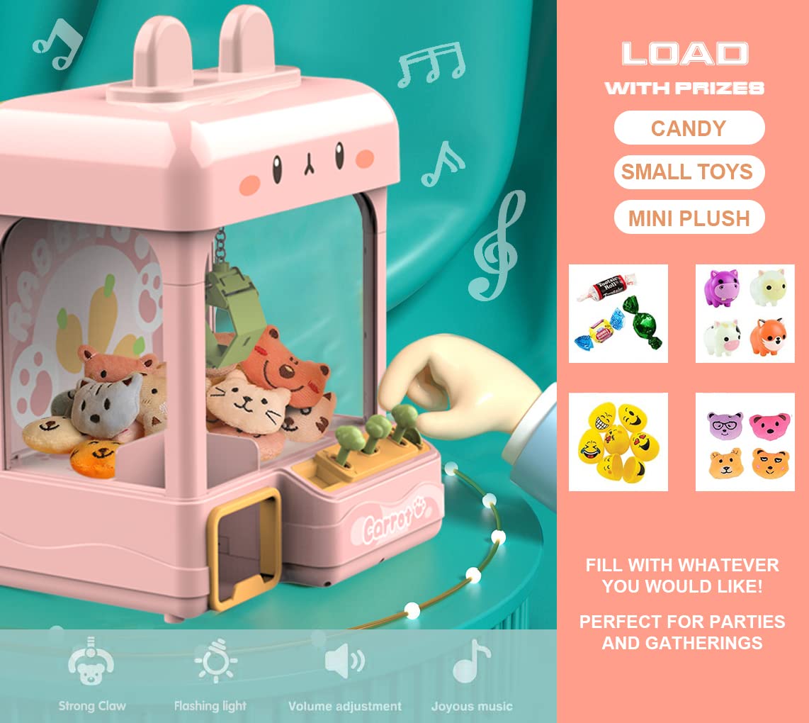 Large Claw Machine with Prizes, Adjustable Sound & Light, Mini Vending Machine, Electronic Arcade Crane Game, Candy Dispenser Toy L595488