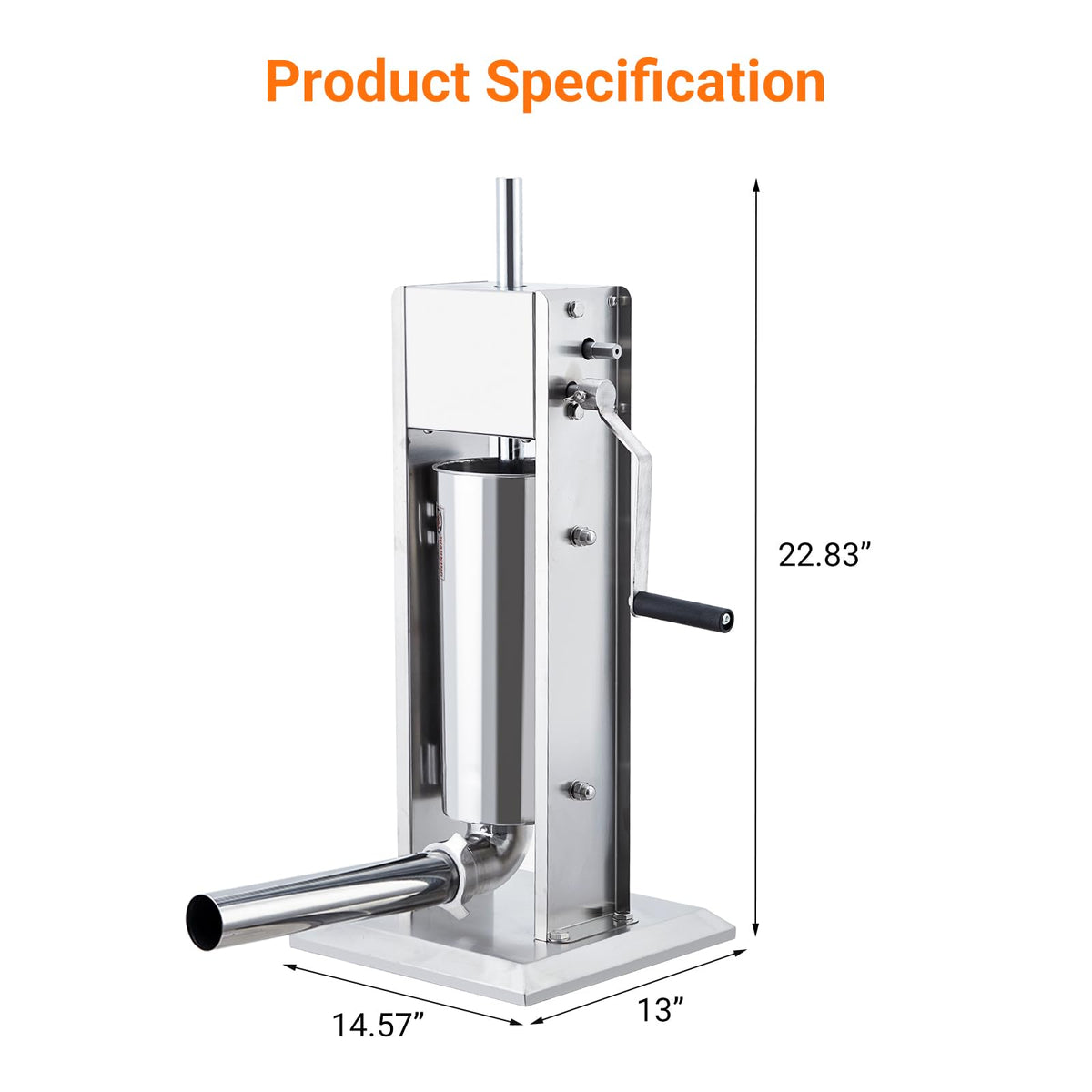Manual Stainless Steel Sausage Stuffer with 5 Stuffing Tubes S979
