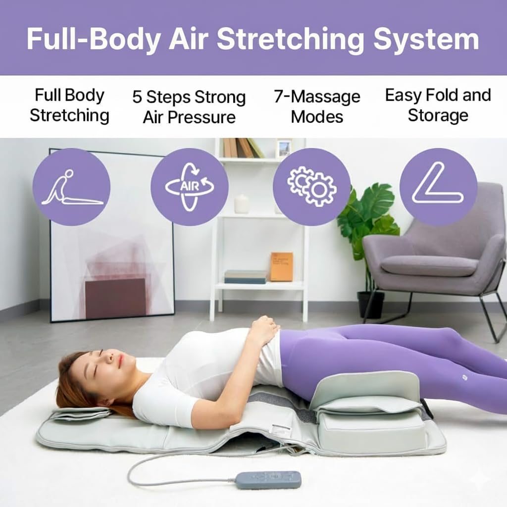 Full Body Stretching Massage Mat, 26 Air Cells, 7 Modes H389744