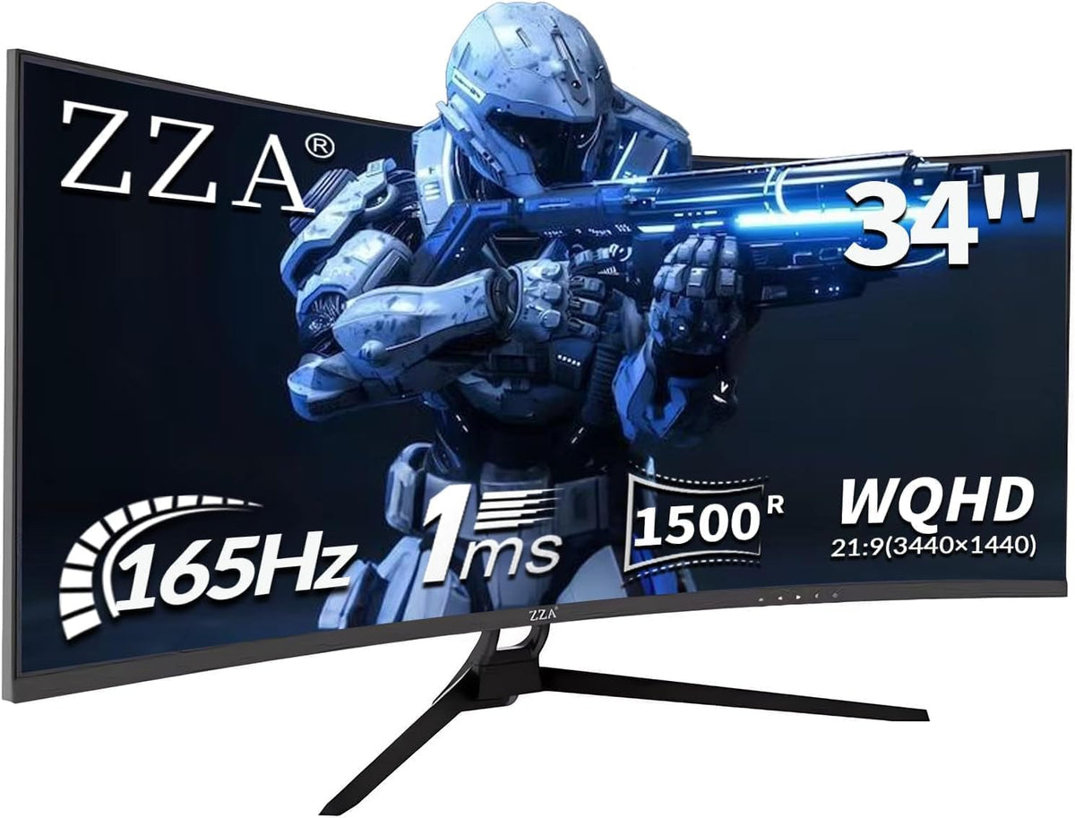 34 Inch Curved Ultrawide Monitor WQHD 165Hz 1ms HDR10 FreeSync G-Sync VESA Mount Compatible Y35029