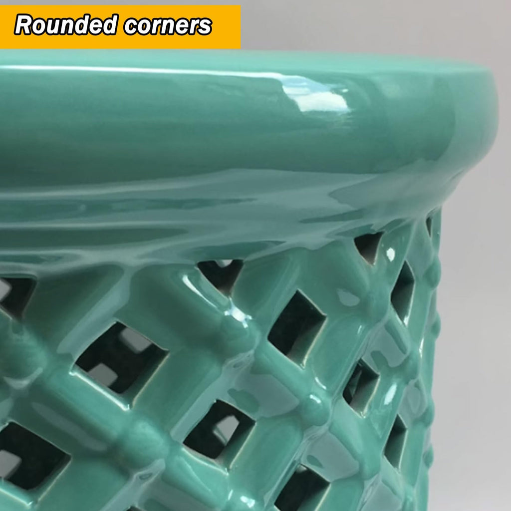 Ceramic Teal Decorative Garden Stool X383