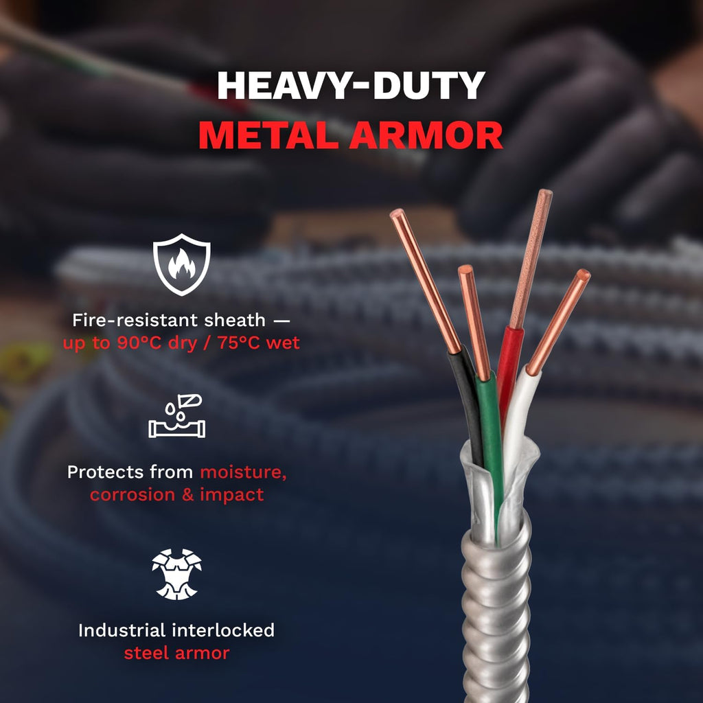 10/3 Metal Clad Aluminum Armor Cable 100 Ft T57354