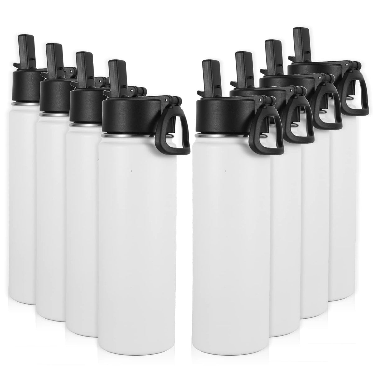 22 oz Stainless Steel Insulated Water Bottles with Straw 8 Pack O7938