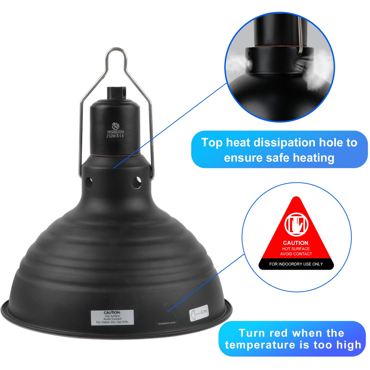 8.5 Inch Reptile Heat Lamp Fixture E26 Base N1770