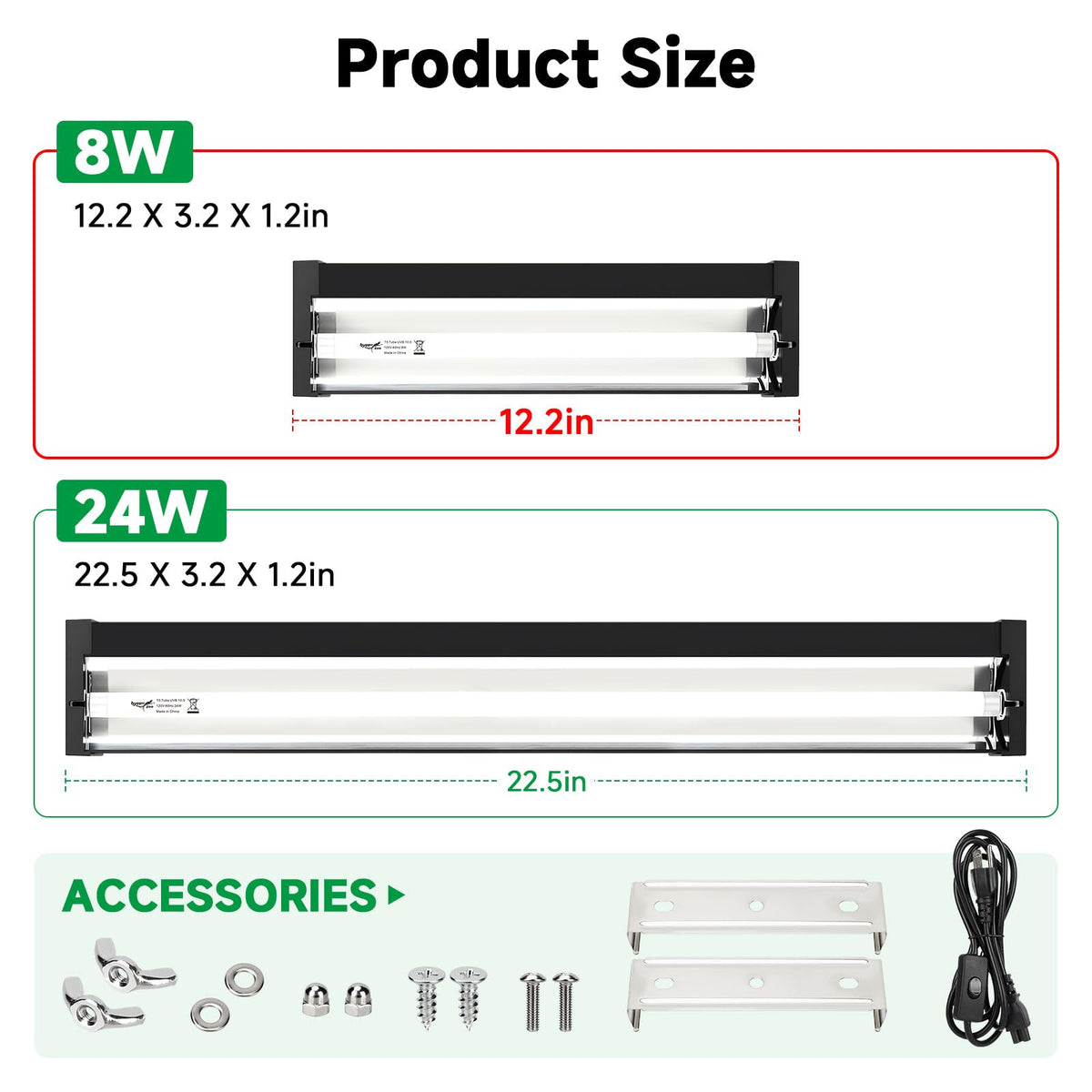 8W UVB Reptile Light Fixture Kit B445