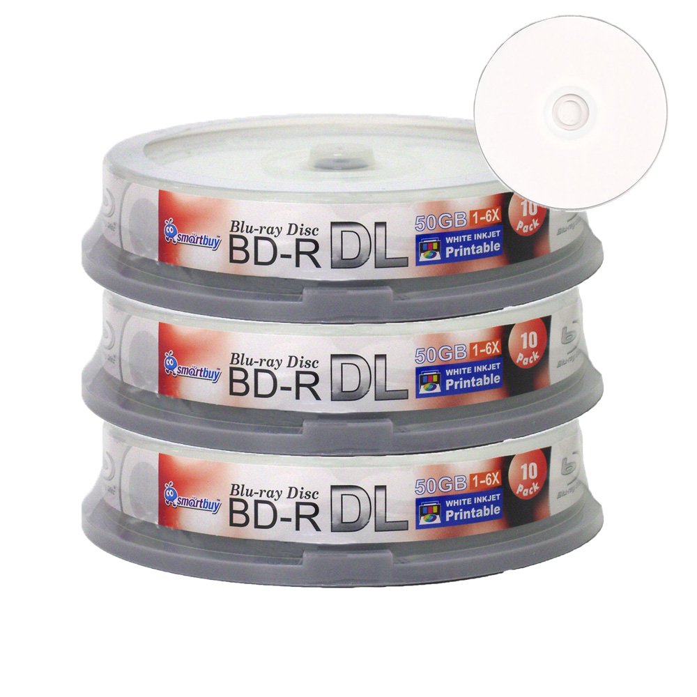 30-disc 50gb 6X Bd-r Dl White Inkjet Hub Printable Blank Disc E207