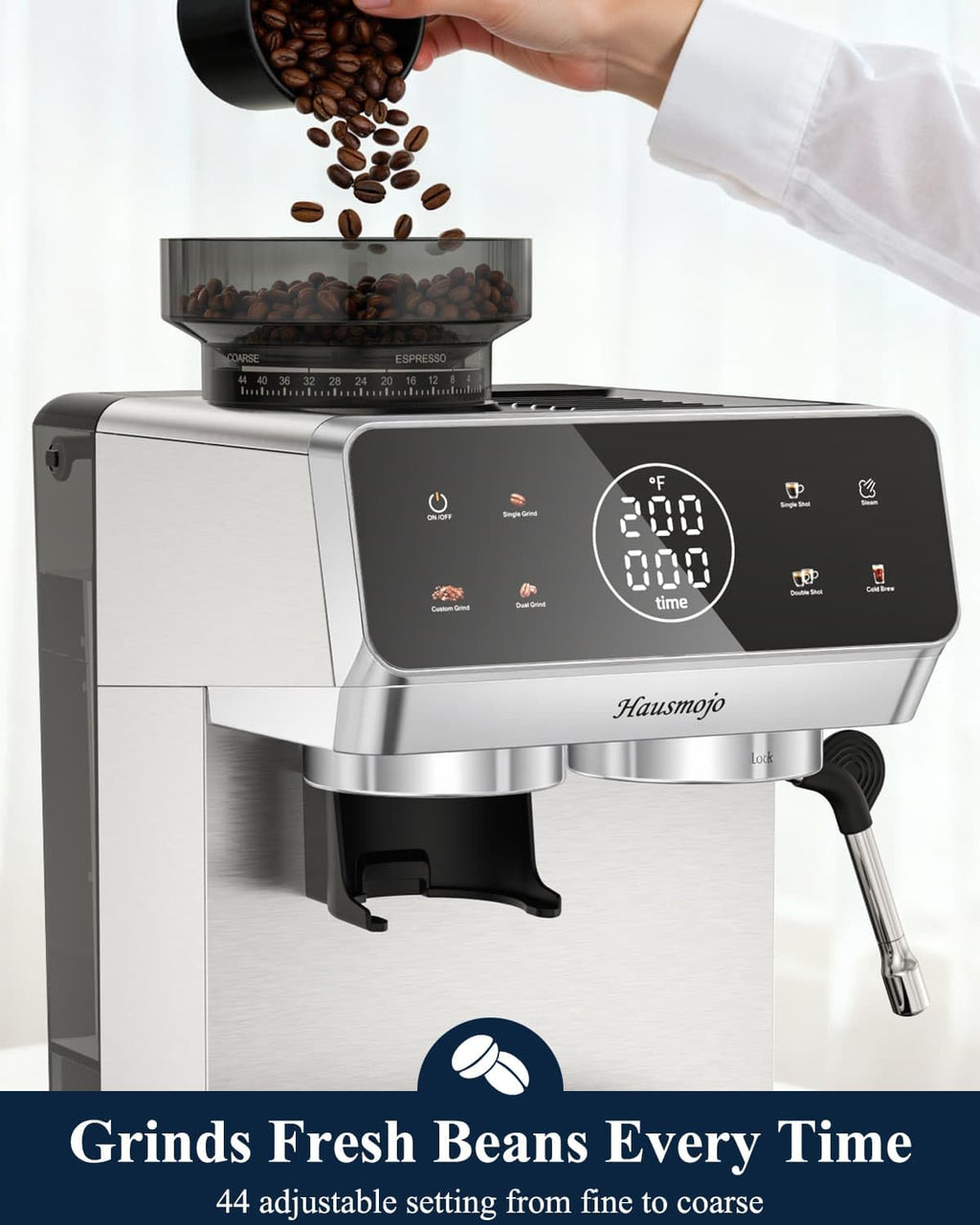 Espresso Machine with Burr Grinder and Steam Wand F2340