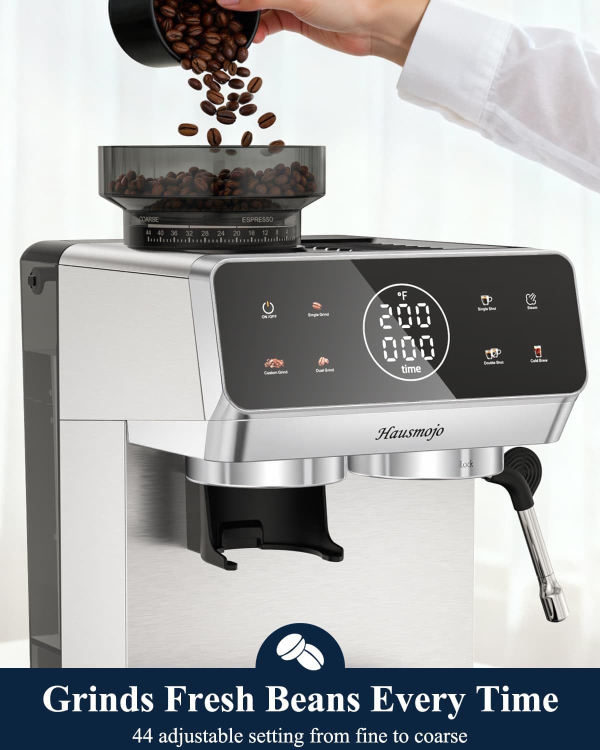 Espresso Machine with Burr Grinder and Steam Wand F2340