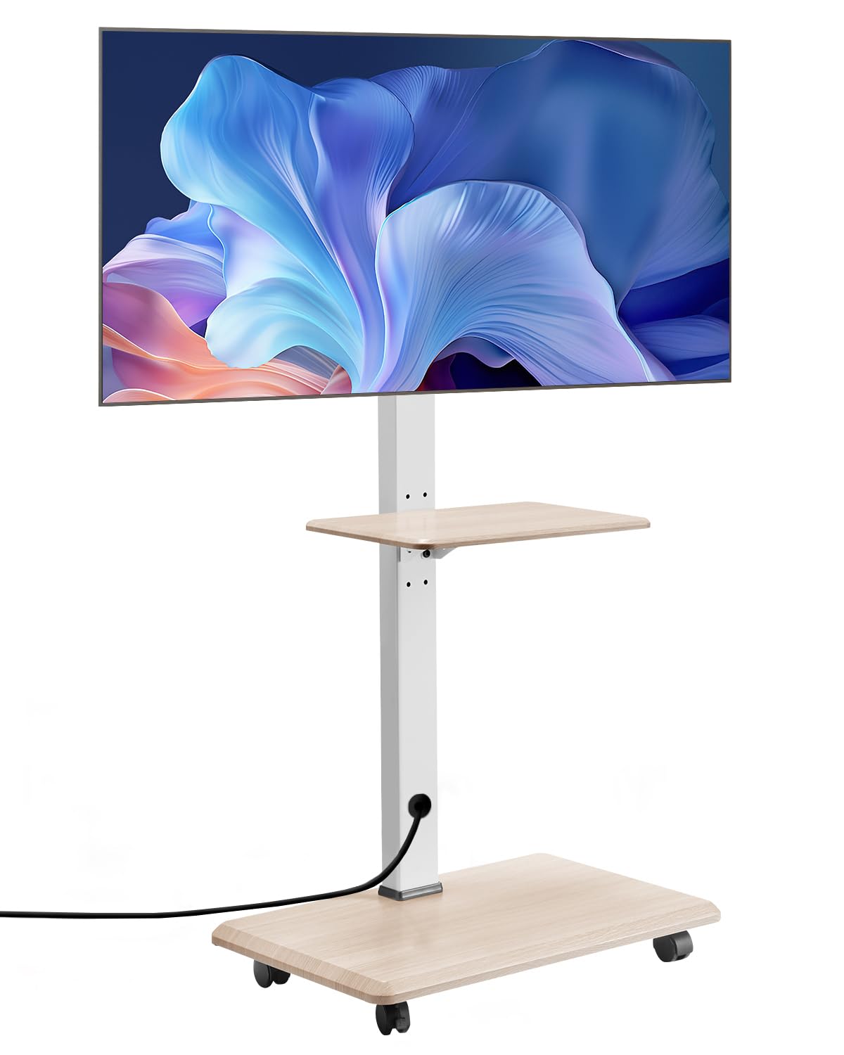 Rolling TV Stand for 32-70 Inch Screens, Height Adjustable with Tray Q5385
