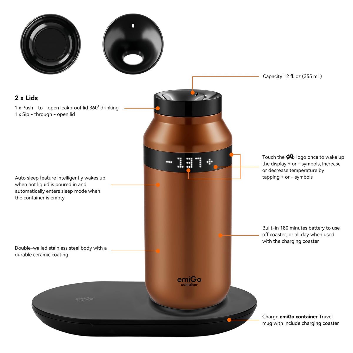 12 oz App Ctrl Heated Mug V1277