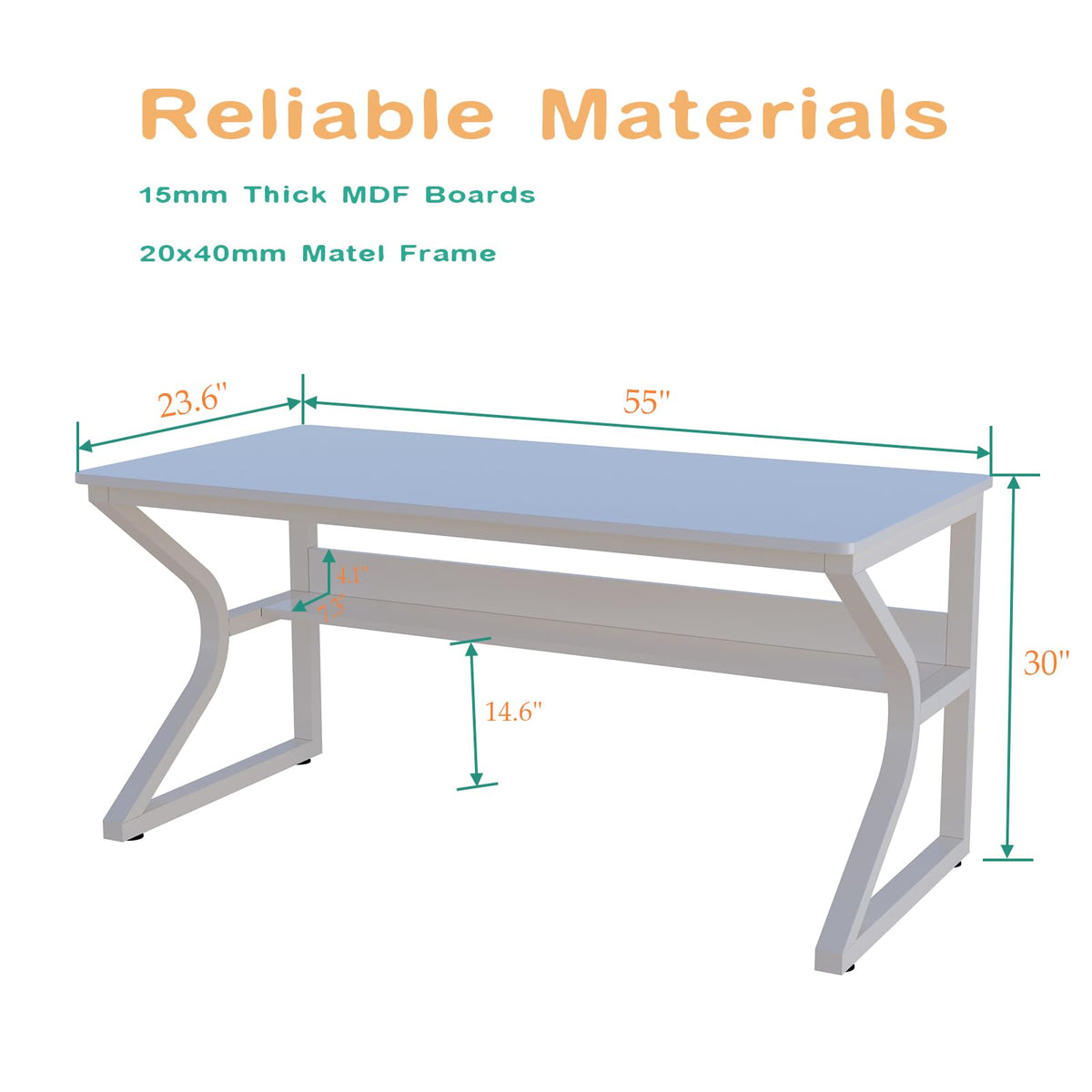55-Inch Extra Long Desk with Storage Shelf Z712