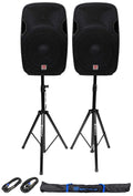 15" Passive 1600W DJ PA Speakers with Tripod Stands and Cables S386