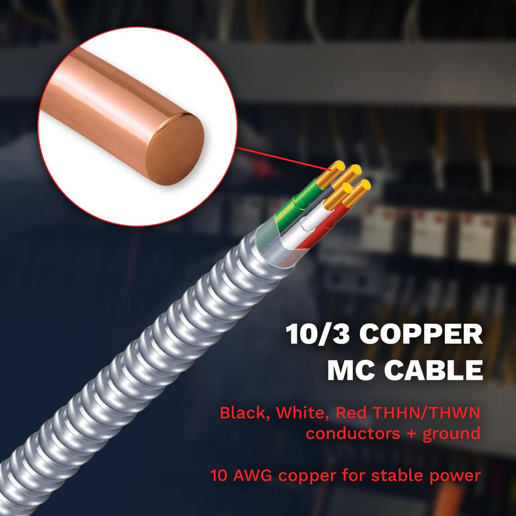 10/3 Metal Clad Aluminum Armor Cable 100 Ft T57354
