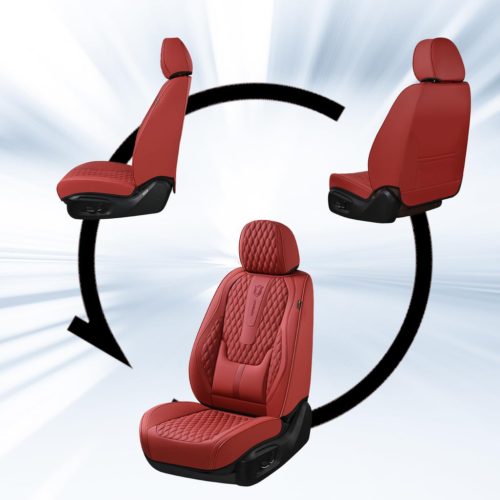Red Full Set Nappa Leather Car Seat Covers Z9842