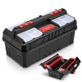 Foldable 2-layer Tool Box with Non-Slip Handle Tray Storage, Red I897