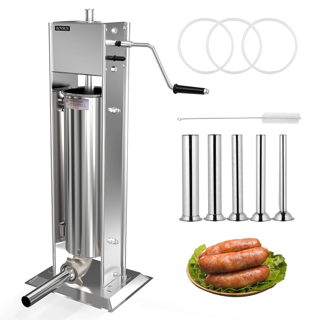 15LBS/7L Two Speed Stainless Steel Vertical Sausage Stuffer D2563