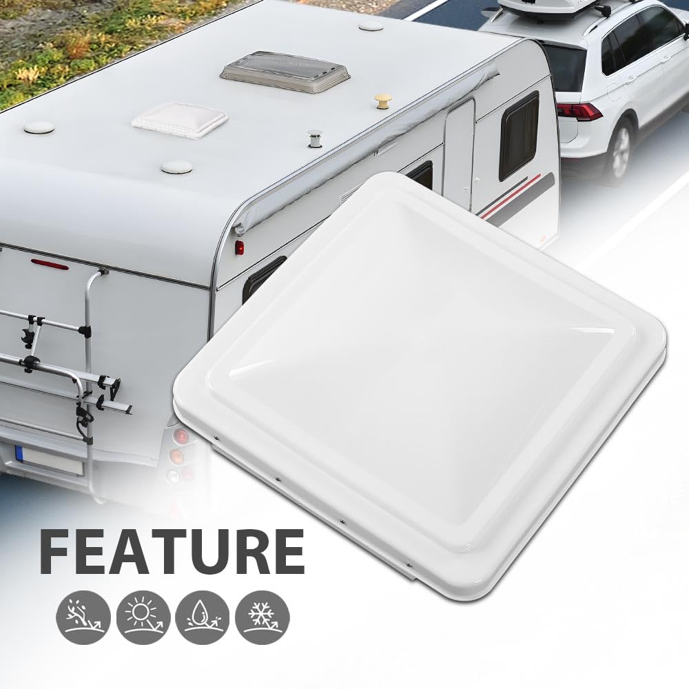 White 14" x 14" RV Roof Vent Cover 2 Pcs L251450