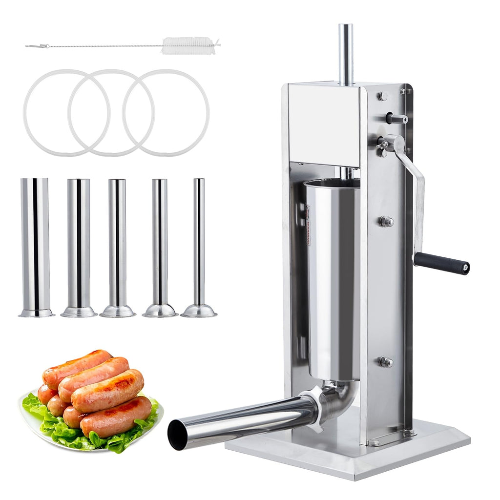 Manual Stainless Steel Sausage Stuffer with 5 Stuffing Tubes S979