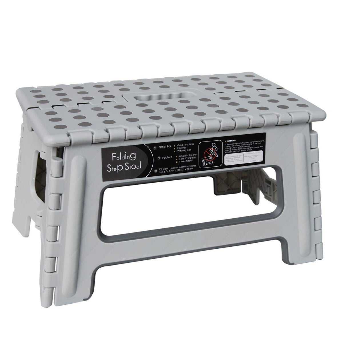 Folding Step Stool 9 Inch Height Gray I699