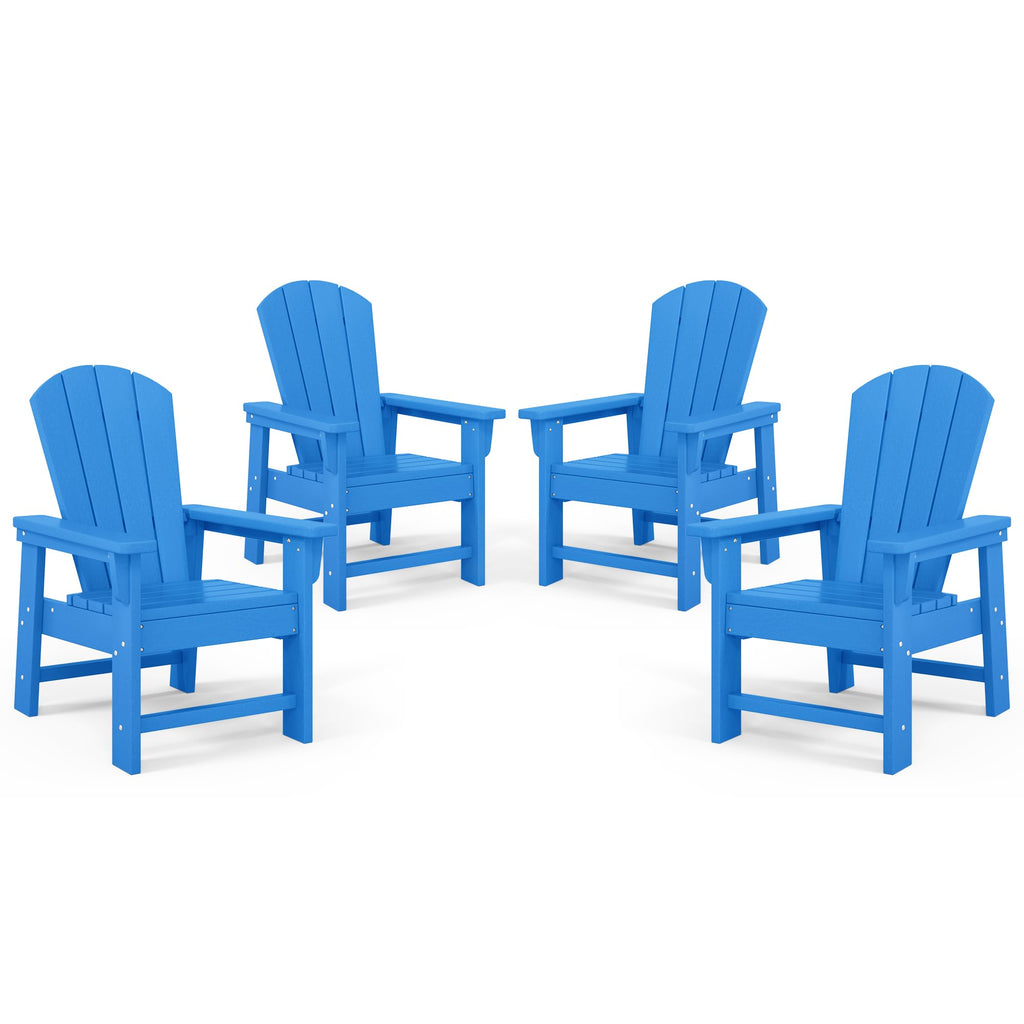 Kids Adirondack Chair Set of 4 Plastic Outdoor Pacific Blue L7068