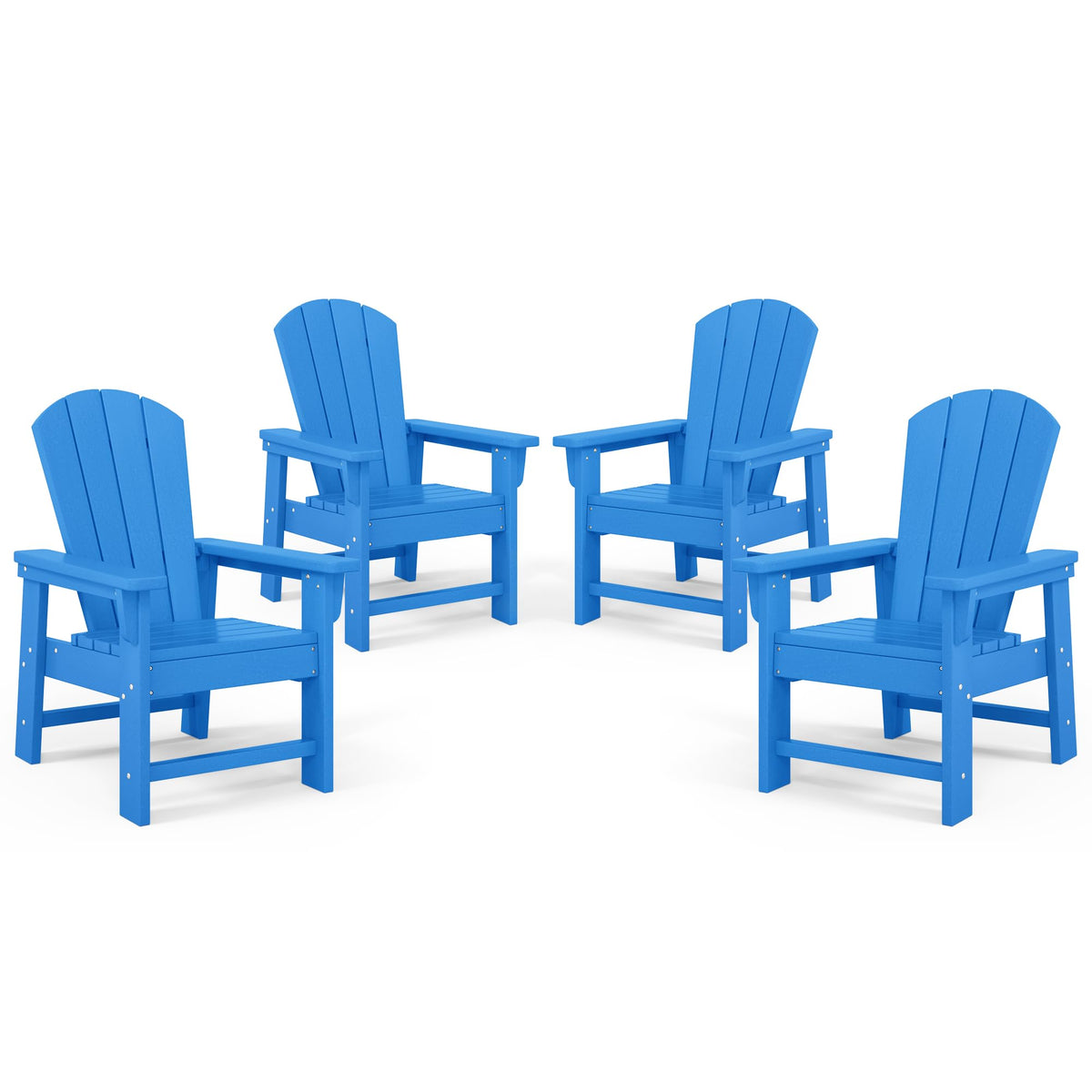 Kids Adirondack Chair Set of 4 Plastic Outdoor Pacific Blue L7068