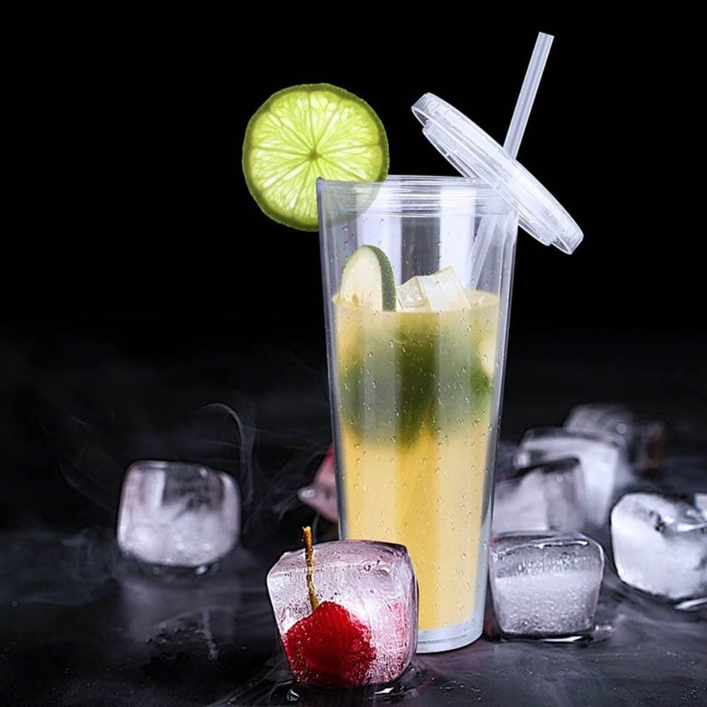 650ml Clear Tumbler with Lid and Straw O213398