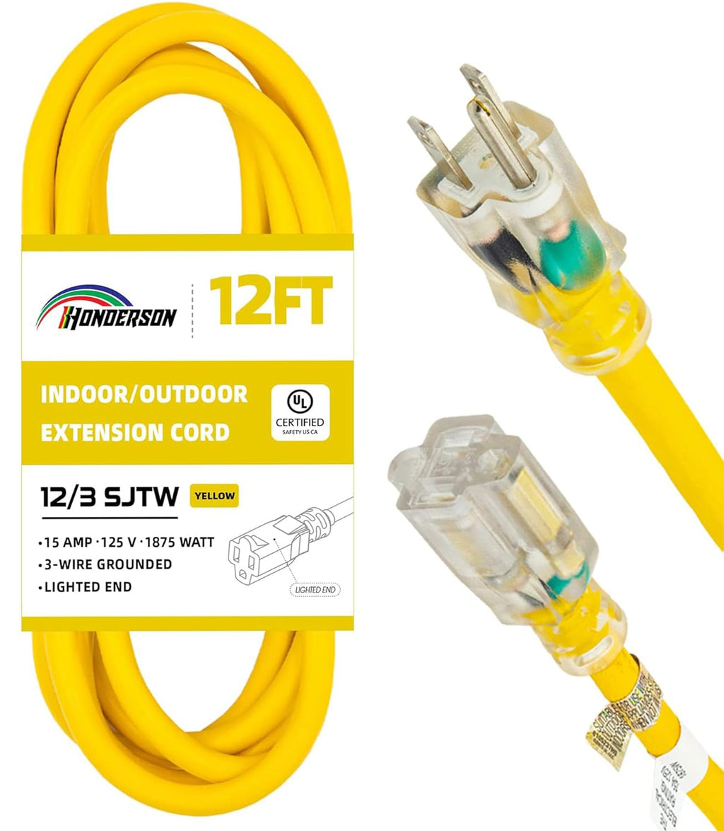 Yellow 12 Ft 12 Gauge Outdoor Extension Cord N347486