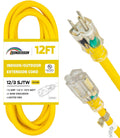 Yellow 12 Ft 12 Gauge Outdoor Extension Cord N347486