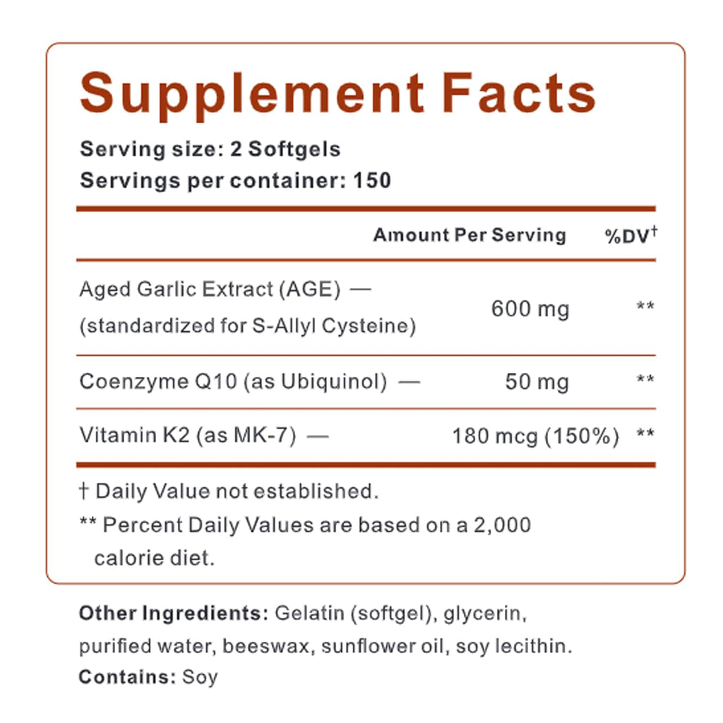 Organic Garlic Extract with CoQ10 Ubiquinol 300 Softgels G626443