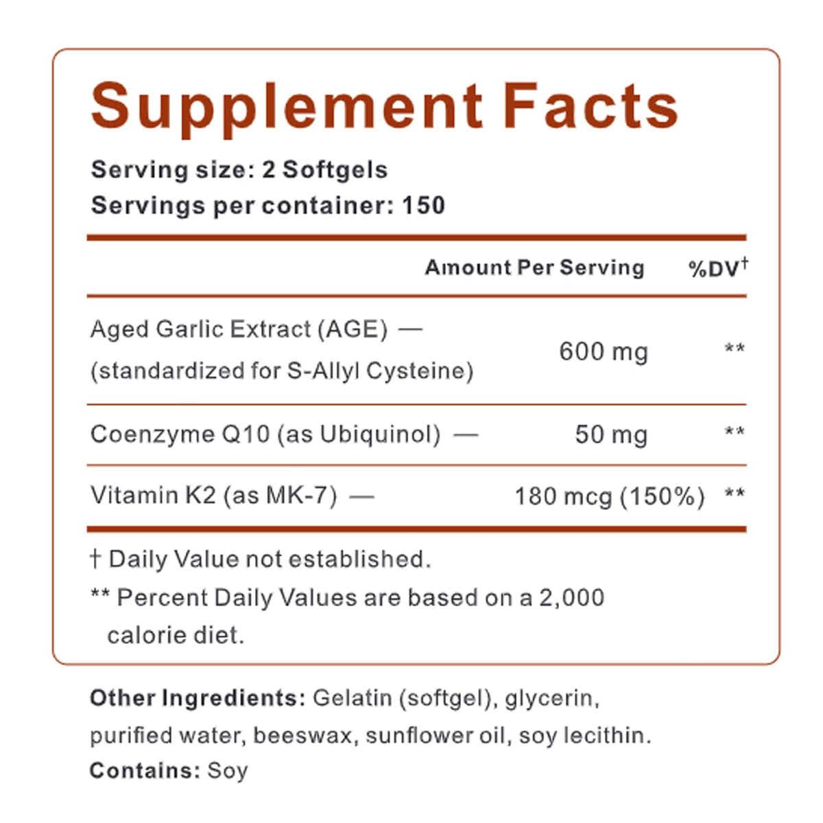 Organic Garlic Extract with CoQ10 Ubiquinol 300 Softgels G626443