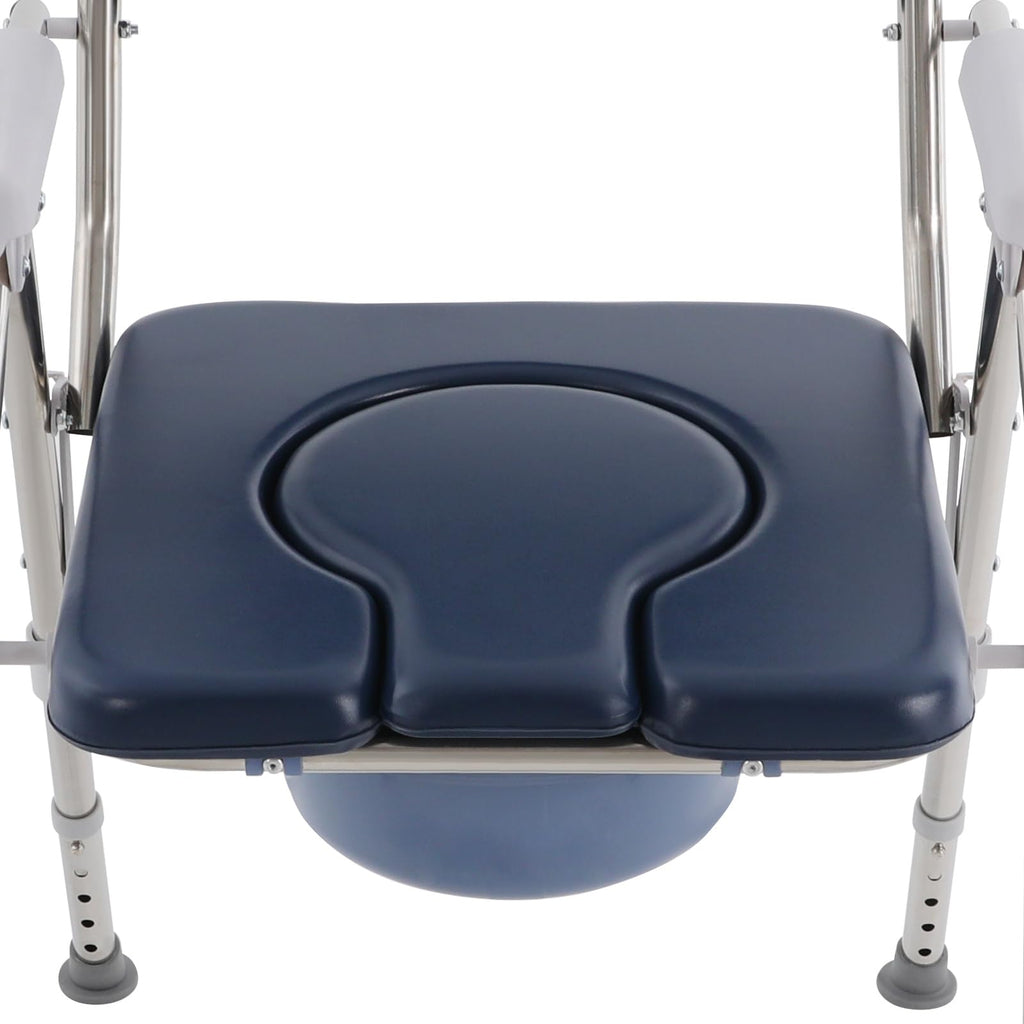 3 in 1 Commode Chair with Arms, Adjustable Height, Padded Seat, Toilet Bucket Q202