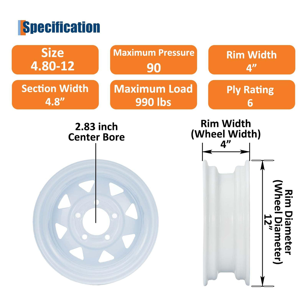 12 Trailer Tire and Wheel Assembly 5 Lug Set of 2 X9118