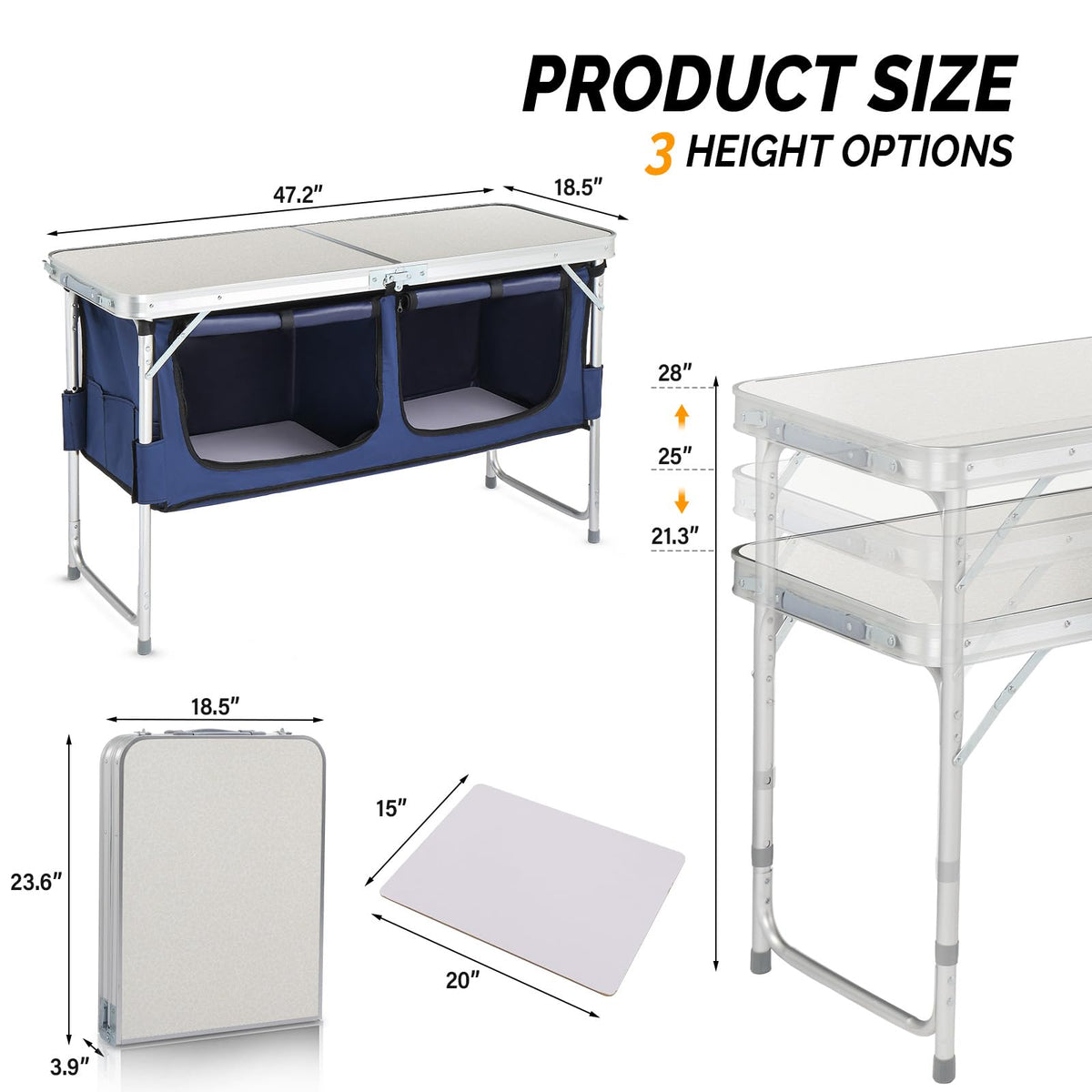 4 Ft White Aluminum Folding Camping Table P12552