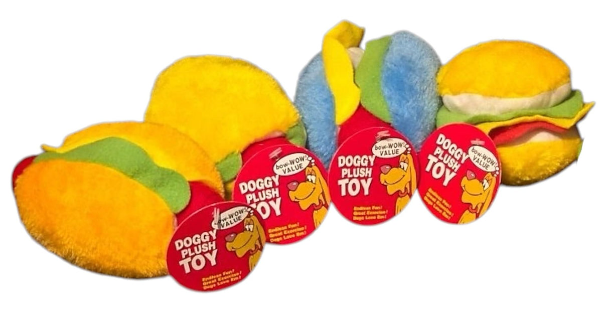 Hot Dog and Hamburger Plush Dog Chew Toy 2 Pack D51065