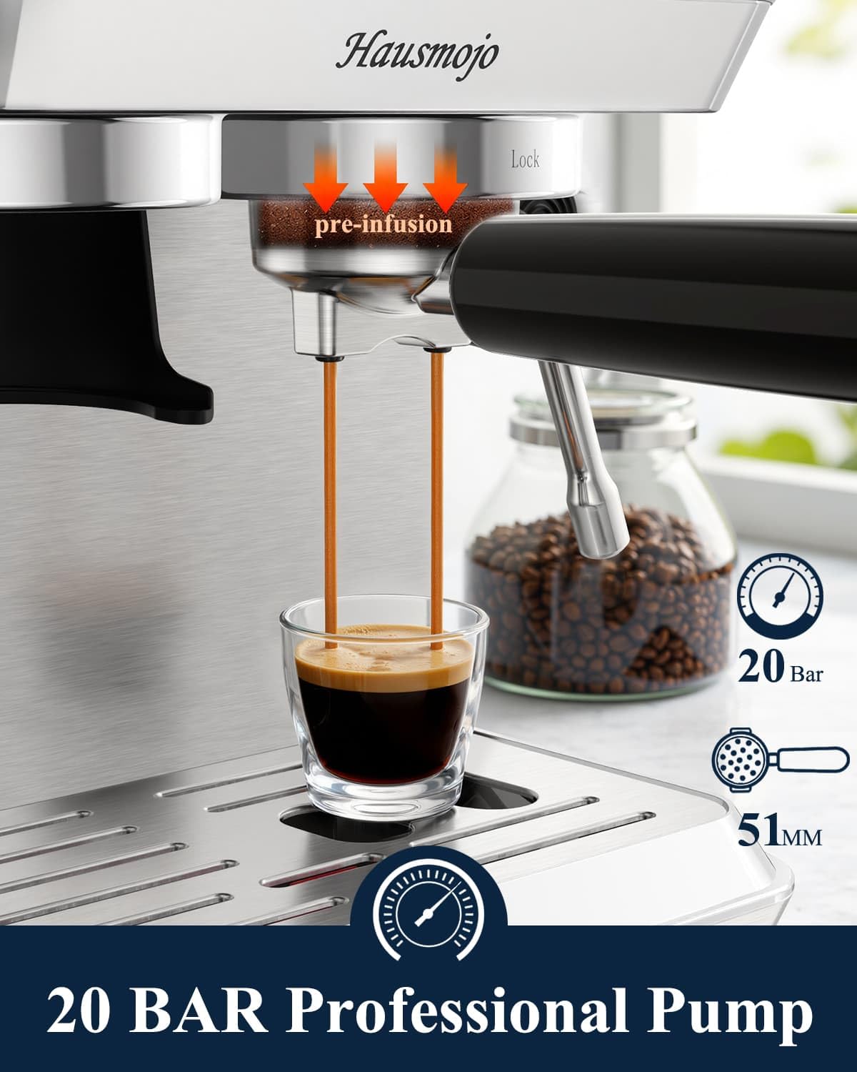 Espresso Machine with Burr Grinder and Steam Wand F2340
