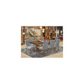 9 Piece Dining Table Set with 8 Light Gray Faux Leather Chairs F5533