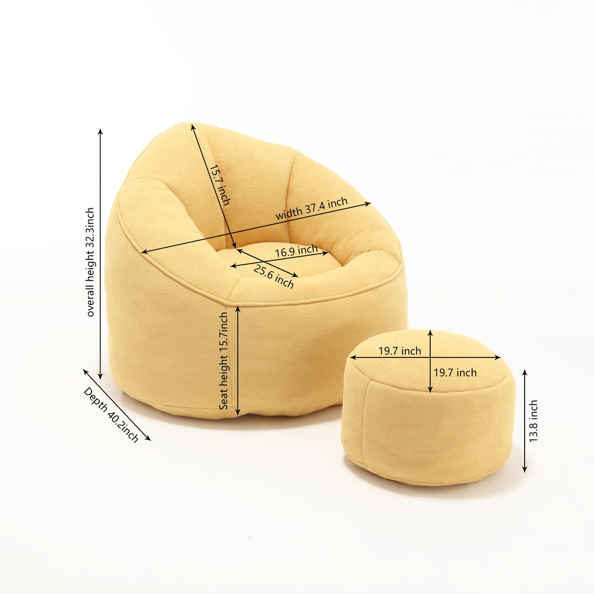 Upholstered Bean Bag Sofa Chair with Ottoman O3370
