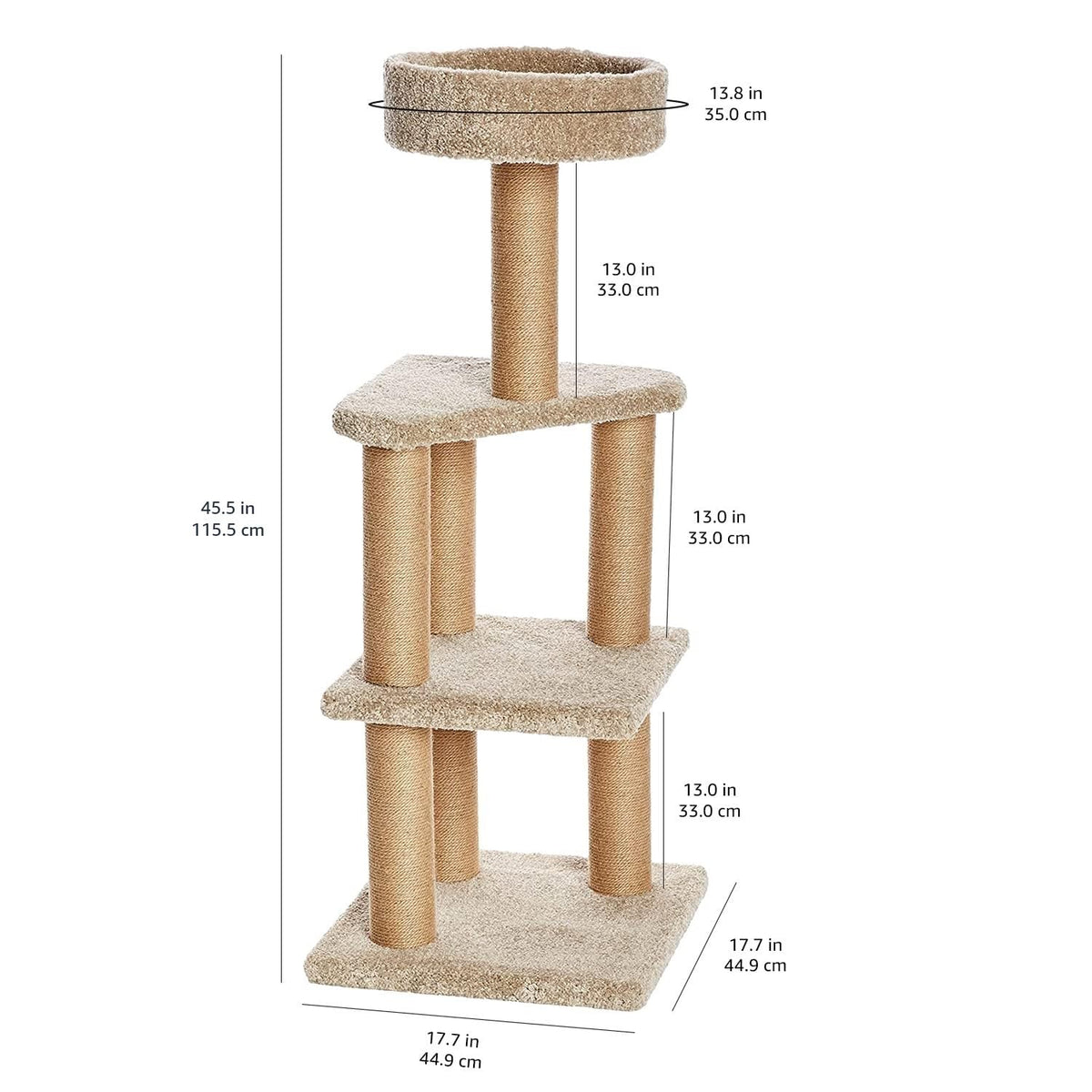 Beige Multi-Level Cat Tree Tower with Scratching Posts D6318